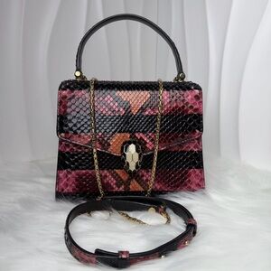 BVLGARI Serpenti Forever Top Handle Bag Python Skin Patchwork